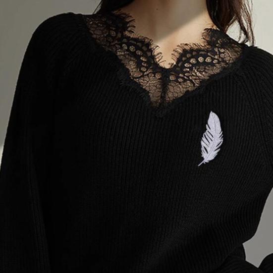 Rhinestone Feather Brooch for Women Men Faux Crystal Feather Lapel Safety Pin Collar Jewelry Accessory for Parties Weddings