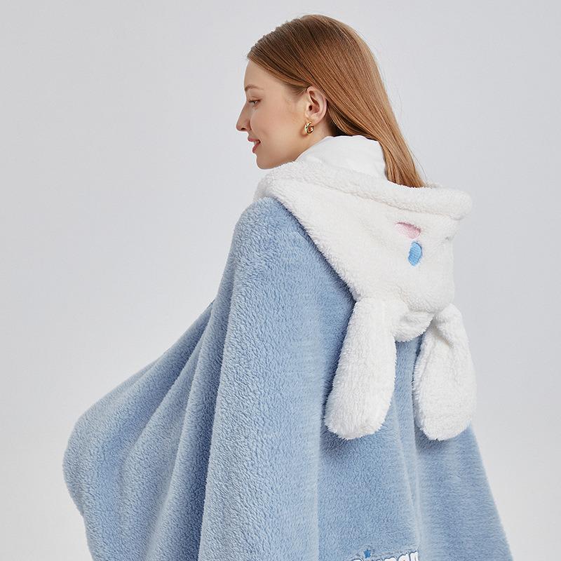 Cute Pet Hooded Nap Blanket: Versatile Plush Shawl for Office & Home
