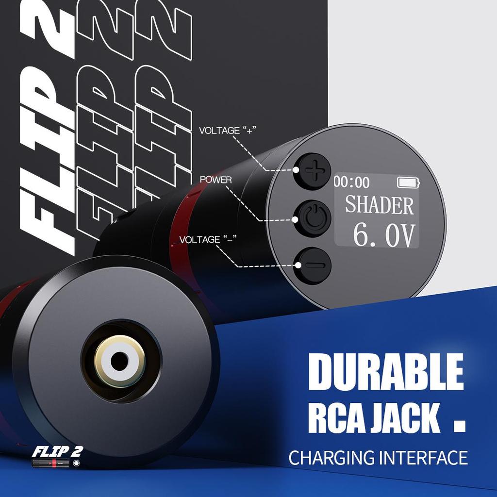 Mast Flip2 Wireless Tattoo Pen with Adjustable Strokes 2.4-4.2mm, 2 Batteries Digital Display Coreless Motor for Tattoo & Eyebrow Eyeliner Lip