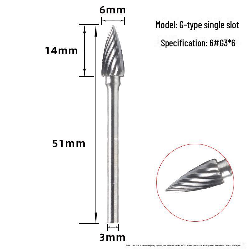 Напильник из вольфрамовой стали с твердосплавной шлифовальной головкой для полировки металла, резьбы по дереву, фрезерования - 3x6 мм