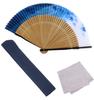 Fan Fan Set with Short Cloth Seifu [Osaka Choseido] Fan, Men's, Fashionable, Business, Bag, Holder, Handkerchief, (Navy Blue)
