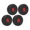 4PCS 1.9inch RC Crawler Rubber Tires 12 Hole Aluminium Alloy Wheels Hub Replacement for SCX10 1 10 Red