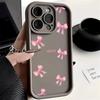 Розовый Бант Силиконовый Чехол Для Телефона Для iPhone 16 15 14 11 12 13 Pro Max 7 8 16 Plus X XS XR Ударопрочный Конфетный Мягкий Чехол