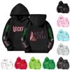 Kids' Long Sleeve Loose Pullover Letter Print Drawstring Hooded Sweatshirt