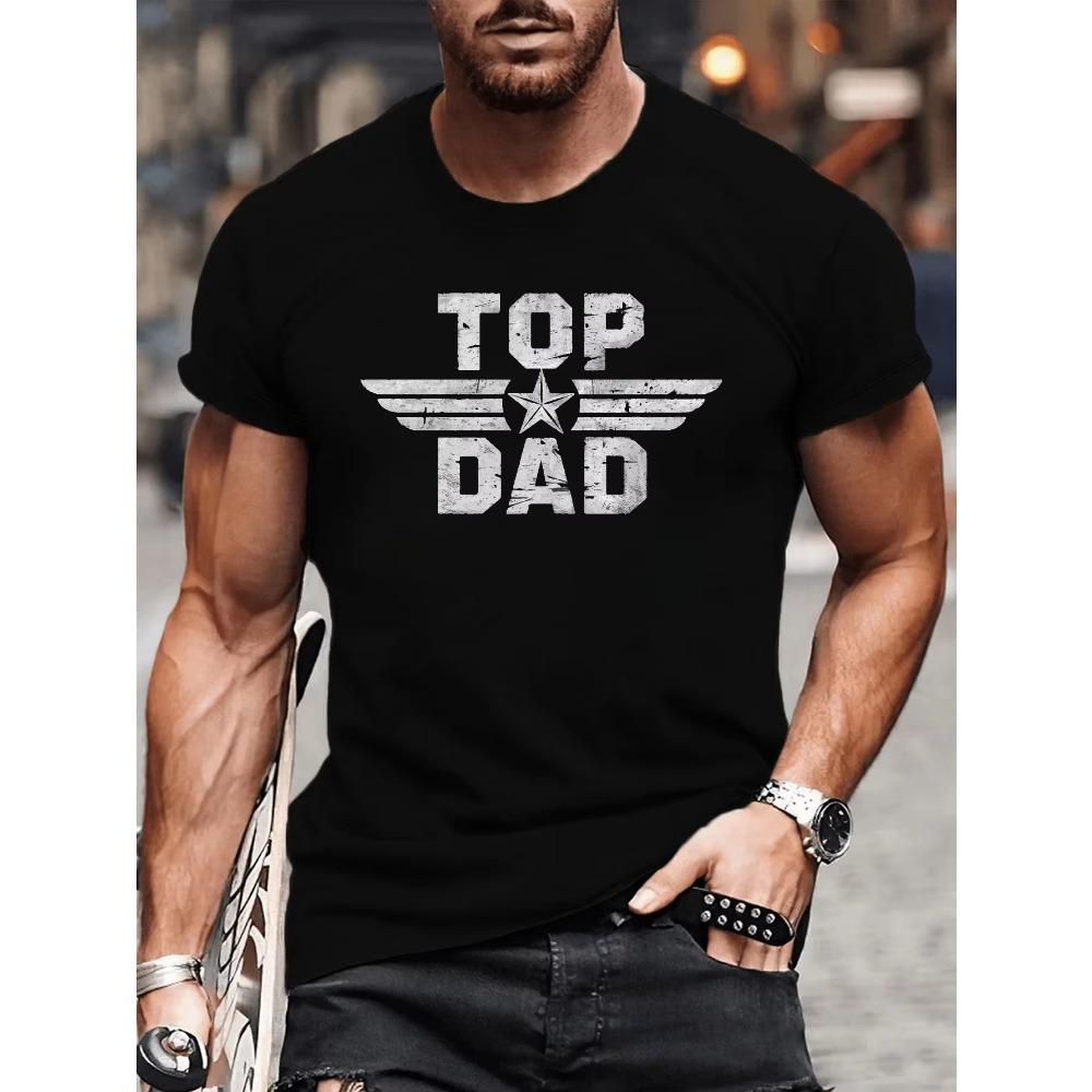Мужская летняя модная повседневная футболка свободного кроя ТОП DAD из 100% чистого хлопка с принтом под старый узор, с круглым вырезом и короткими рукавами
