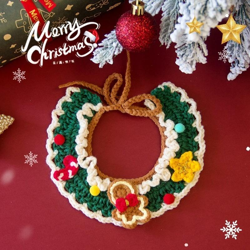 Cute Christmas Pet Scarf - Hand-Knitted Collar for Cat Dog Xmas Tree Decor Accessories