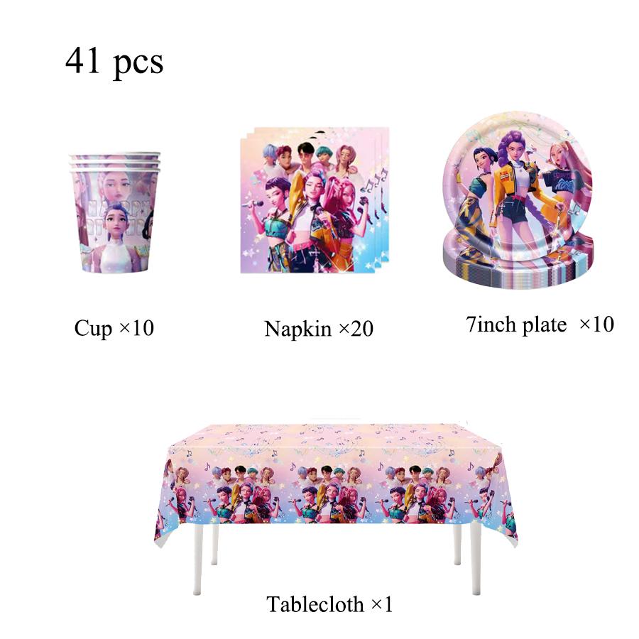 Demon Hunting Team Disposable Tableware Tablecloth Gift Bag Birthday Party Decoration Supply Classroom Reward Prize Fun Toy Gift