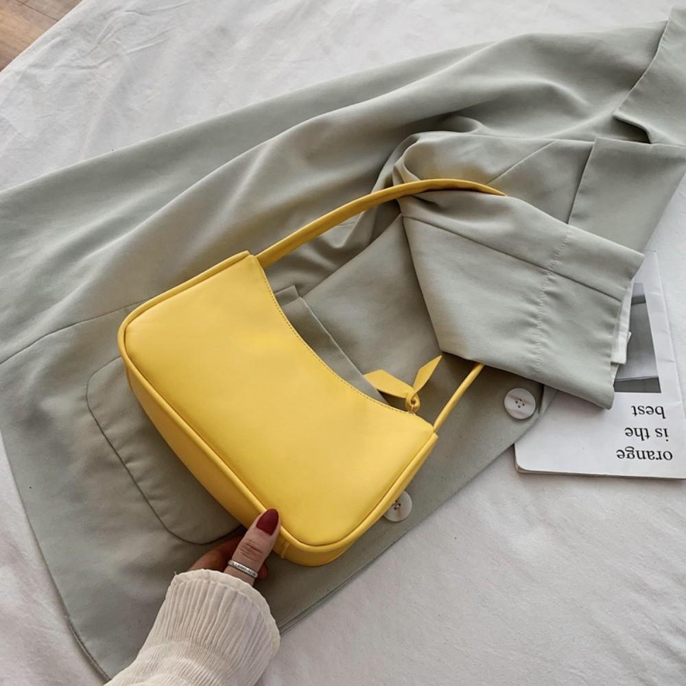 Underarm Style Bow Handbag Minimalist Design PU Leather Bag Clutch Retro Forearm Bag  Casual Wear