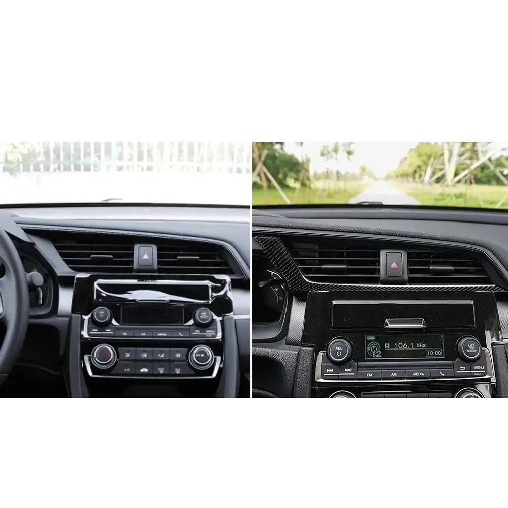 Подходит для Honda Civic 10th 2016-19 Автомобильные аксессуары Наклейка для салона автомобиля из углеродного волокна Центральная крышка воздухозаборника Отделка