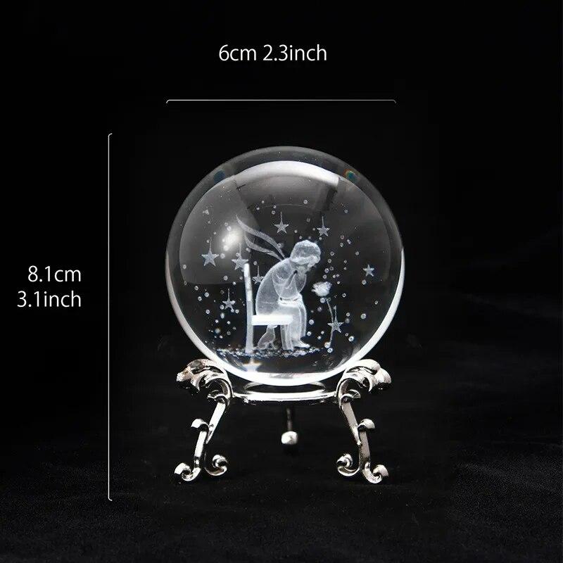 60 мм 3D хрустальный шар с лазерной гравировкой, стеклянные украшения, фигурка животного, коллекционные предметы, пресс-папье, домашний художественный декор с подставкой