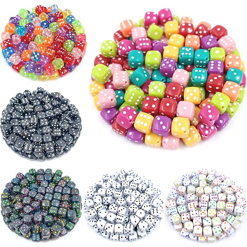 Квадратные бусины в форме кубиков, разноцветные точки для изготовления ювелирных изделий своими руками, подвески, акриловые бусины-разделители, 20 шт., 8 мм, браслет, ожерелье, аксессуары, бусины