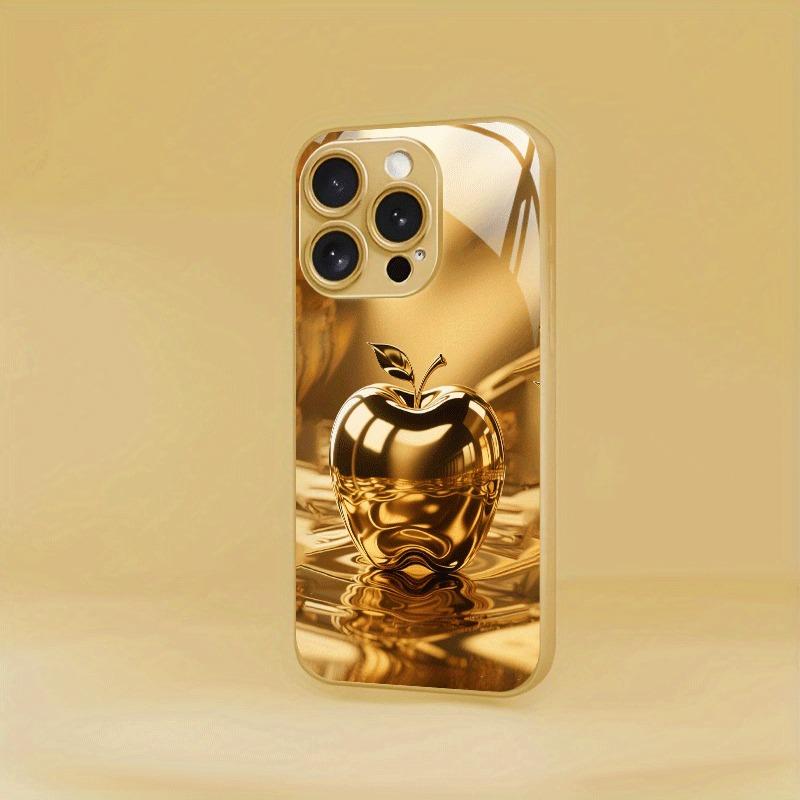 Роскошный Хрусталь С Узором Яблока Металлическая Краска Стеклянный Чехол Для Телефона Для iPhone 11 12 13 14 15 16 17 Pro Max 15 Plus 17Air 16E Чехол