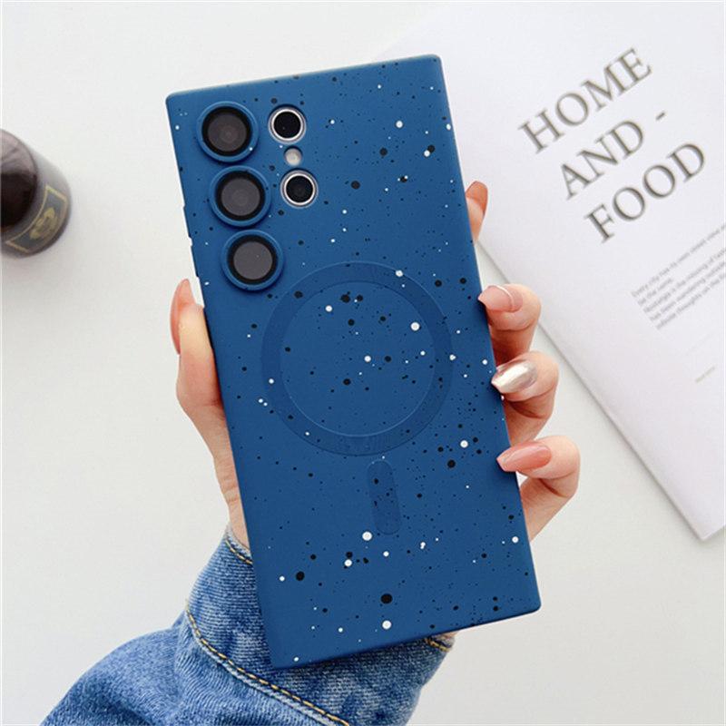 Fashion Splash Ink For Magsafe Magnetic Phone Case for Samsung S24 S23 S22 S20 S21FE Note 20 Ultra 10 Plus Z-Flip 3/4/5 Matte Soft Silicone Cover