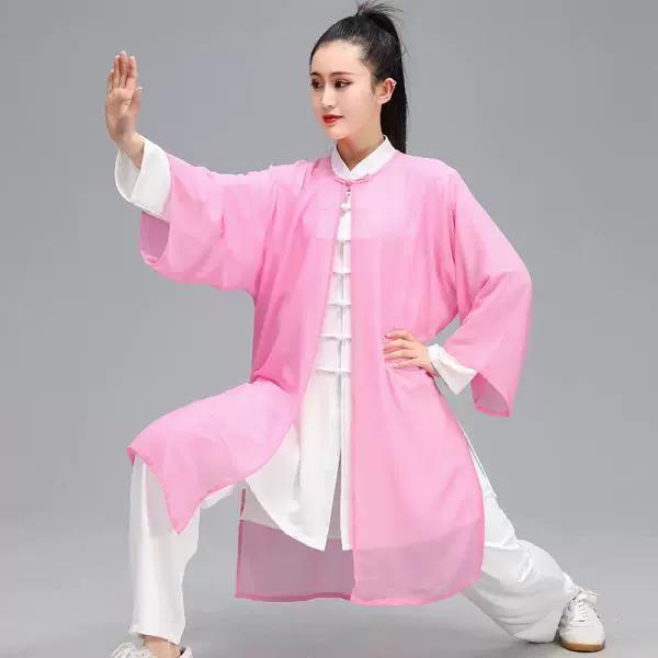 Tai Chi Clothing Women's Gauze One-piece Practice Cloak Elegant Outer Cloak Male Chinese Style Group Performance Competition Shawl