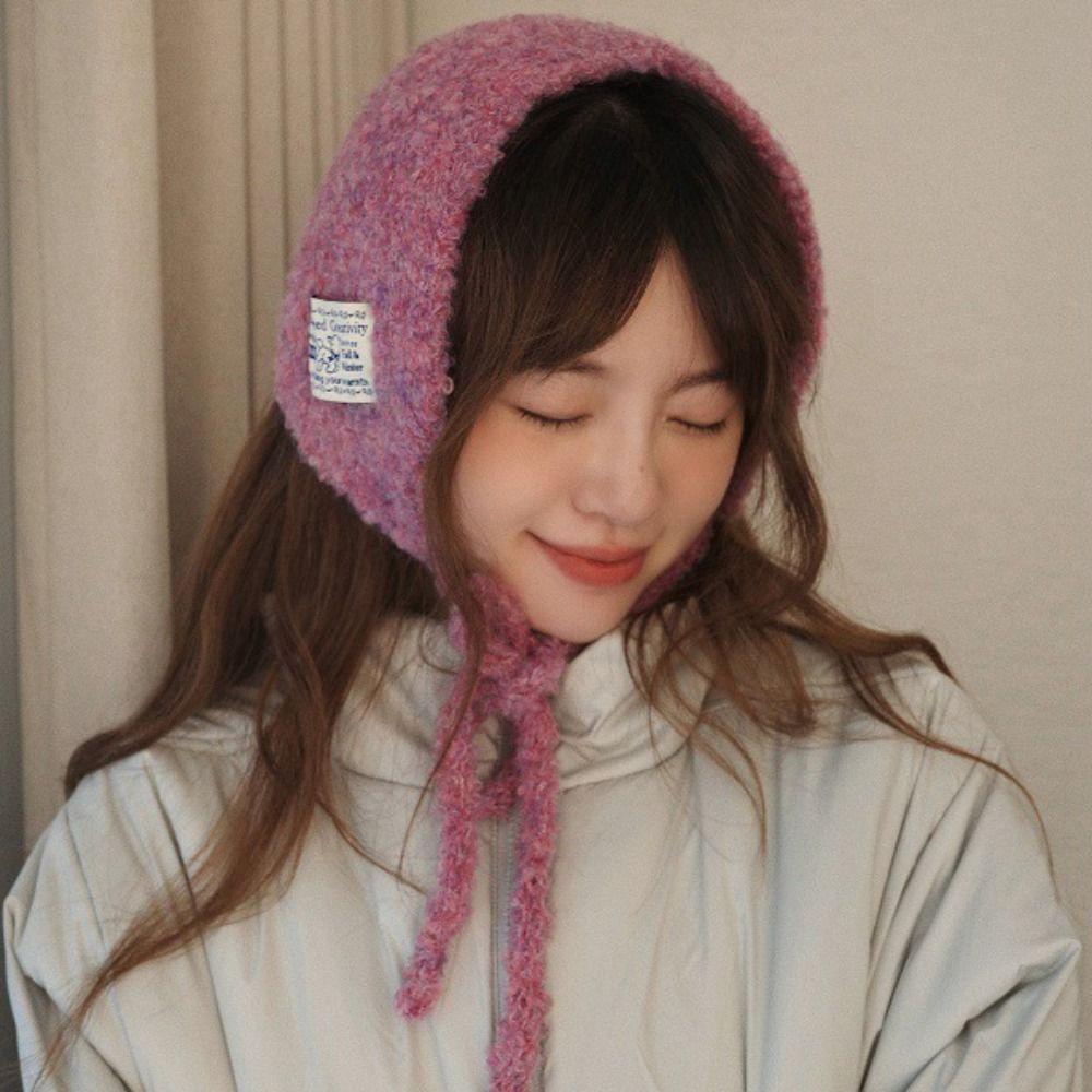 Solid Color Wool Strappy Earmuffs Thicken Warm Earlaps Fashion Knitted Ear Covers  Winter Headband