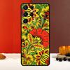 Хохломский русский узор Цветок Чехол для Samsung Galaxy S25 S24 S22 S23 Ultra S9 S10 Plus S20 S21 FE S25 FE