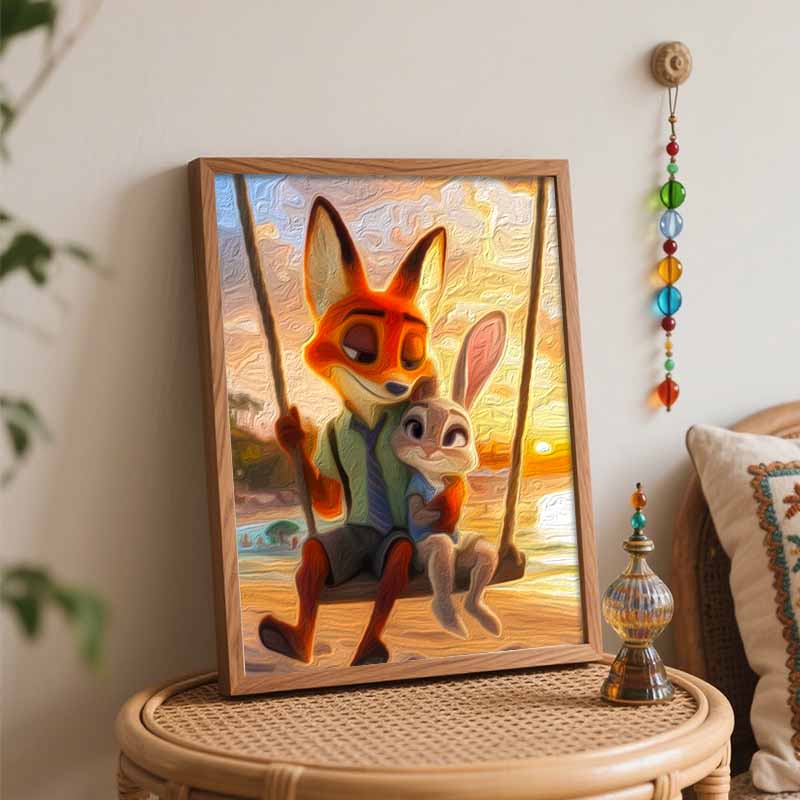 Disney Зверополис Ник и Джуди Набор для рисования маслом Настенное искусство Домашний декор Подарок