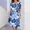 2024 New Women's Dresses Floral Printed Summer Elegant Midi Dresses Feamle Short Sleeve Dress Fashion Oversized Clothes