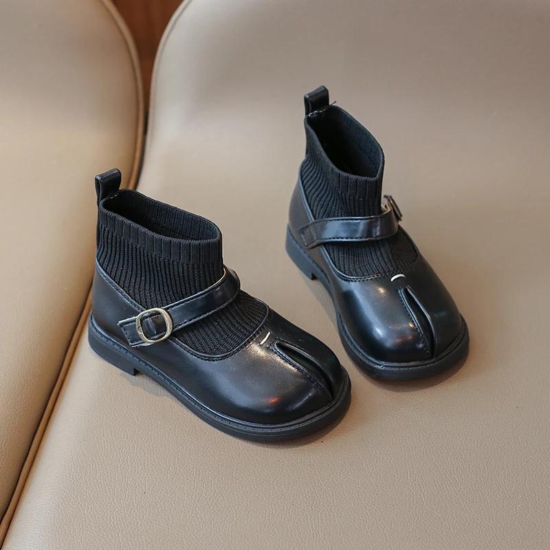 2024 New Girls Flat Heel Low with Foot Covering Non Slip Soft Bottom Winter Microfiber Leather Casual Boots boys shoes