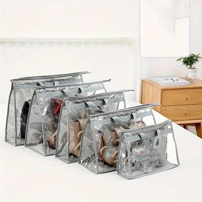 1/5pcs-Handbag Dust Bags Clear Purse Storage Organizer For Closet, Zipper Hanging Storage Bag For Handbags
