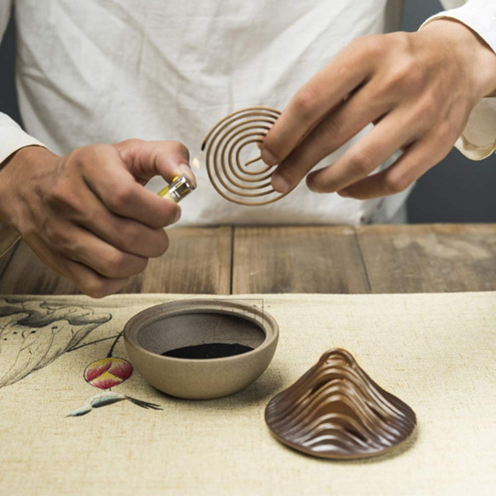 Керамическая подставка для благовоний HIGHAWK, Аксессуары для буддийского алтаря, Подставка для спиральных благовоний, Форма конуса для благовоний, Круглая подставка для благовоний с крышкой, Горная вершина