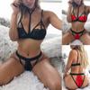 Women's Sexy Fashion Solid Color Mesh Underwear See-through Lace Bra Set
