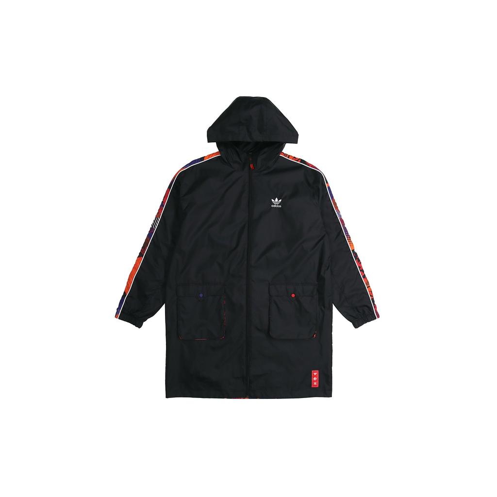 adidas Двусторонняя парка Originals CNY, повседневная куртка средней длины с капюшоном, мужская верхняя одежда, черный GN5451