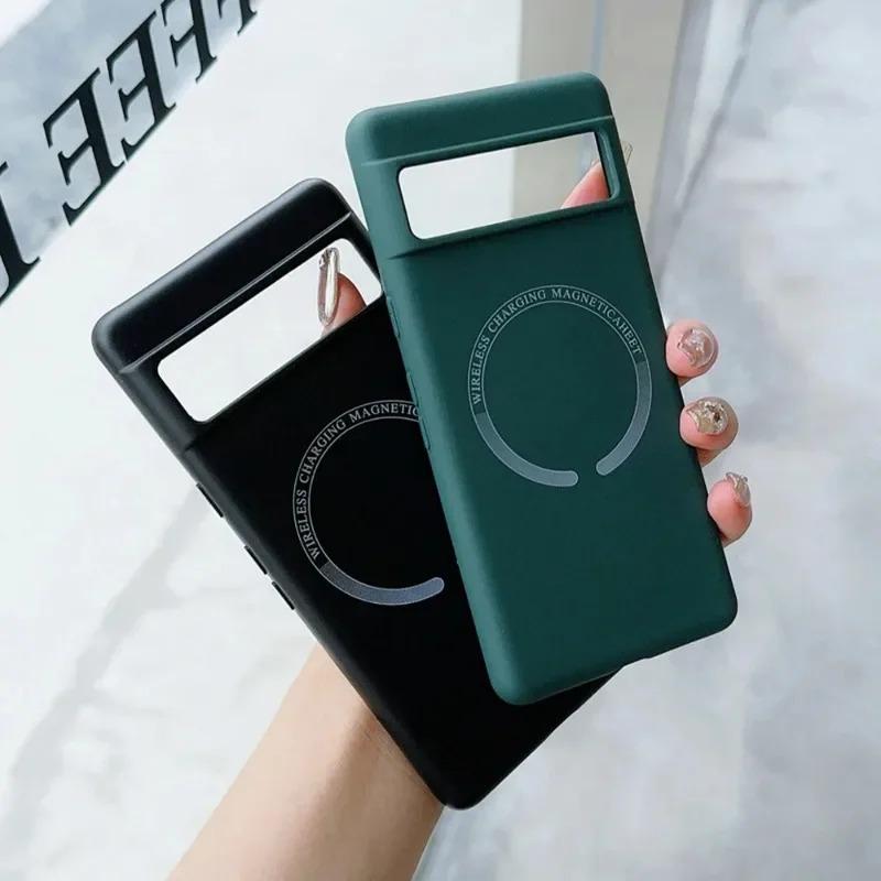 Магнитный жидкий силиконовый чехол для телефона Google Pixel 9 Pro XL 8 8A 7A Pro 6A 5A Матовый противоударный чехол для Google Pixel 8 7 Pro