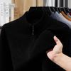 Мужской тяжелый шерстяной кардиган, воротник-стойка, 520 г, плотный однотонный, повседневная теплая верхняя одежда для зимы.