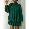 Womens Long Sleeve Fall Winter Dress Solid Color Slim Fit Versatile Fashion Mini