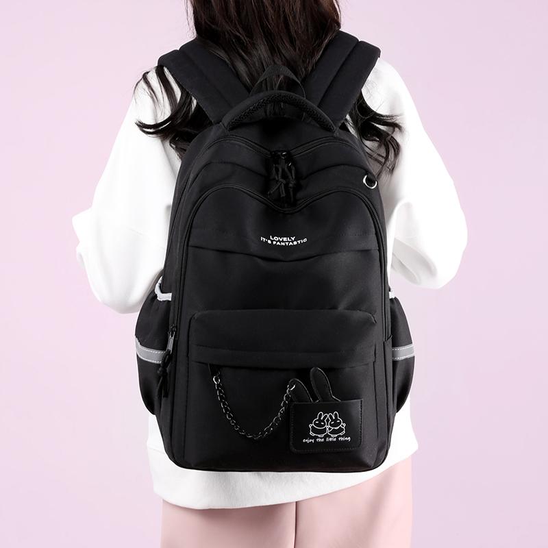 Студенческая школьная сумка, однотонный рюкзак для девочек, большой емкости