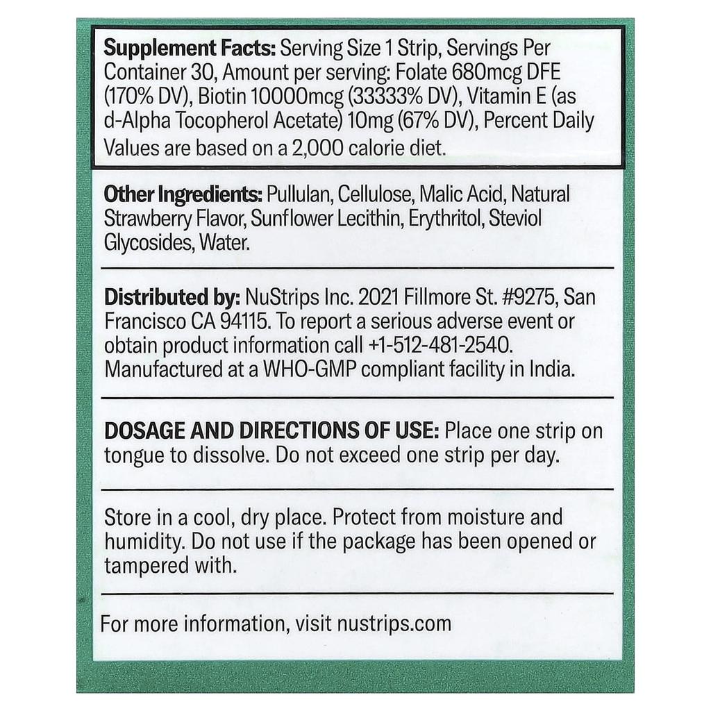 NuStrips, Beauty In A Strips™, Sweet Strawberry, 30 Strips