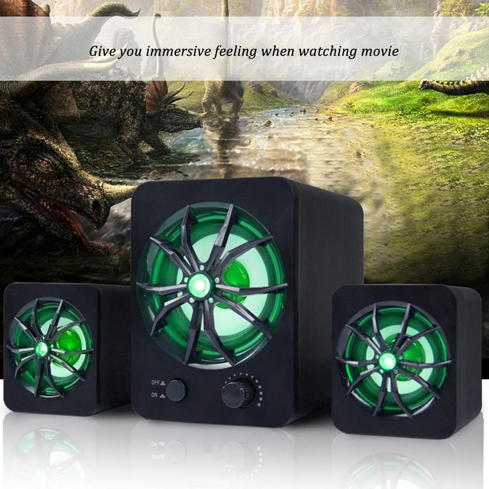 D 207 Компьютерная колонка USB Проводная Комбинированная колонка Цветная LED Бас Стерео Музыкальный плеер Сабвуфер для
