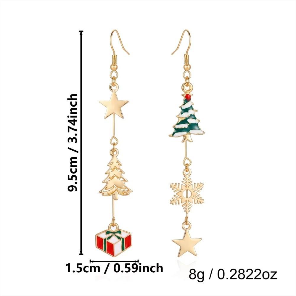 Zircon Star Christmas Dangle Earrings Asymmetric Design Long Tassel Earrings Party Accessories