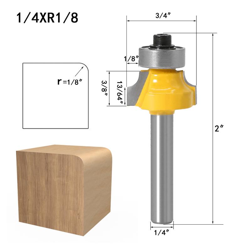 Набор фрез для закругления кромок с хвостовиком 1/4 дюйма, набор фрез для обработки дерева, набор фрез для закругления углов и формирования кромок