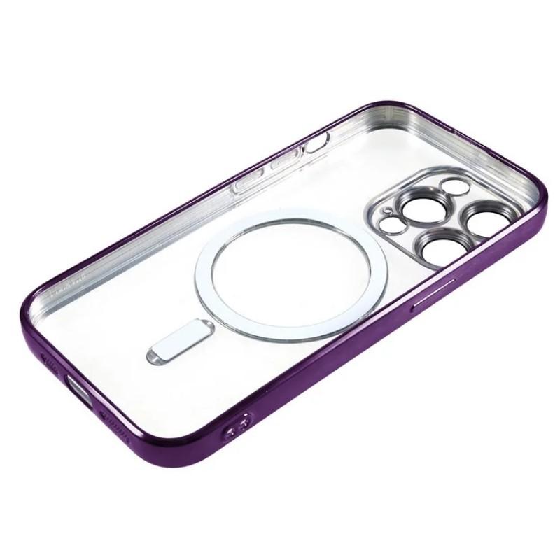 For iPhone 13 Pro 6.1 Inch Magnetic Case WANLONFENG Electroplated TPU Cover with Lens Film+2Pcs Tempered Glass