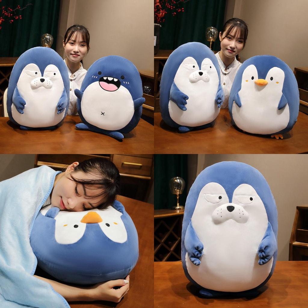 Cute And Adorable Penguin Plush Toy Pillow Blanket For Wholesale