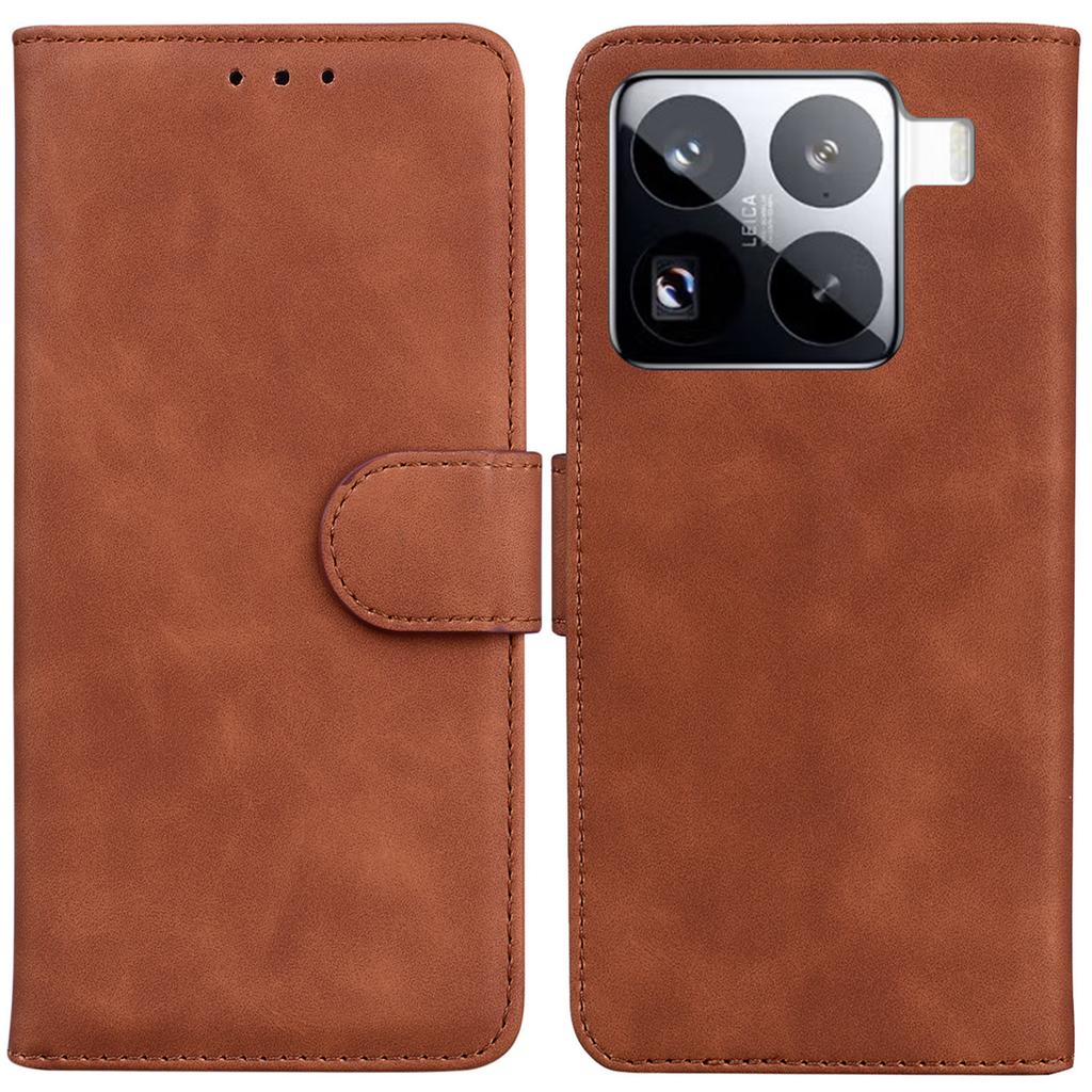 Чехол-кошелек из натуральной кожи однотонный для Xiaomi 15 Pro