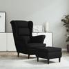 VidaXL Wingback Armchair with Stool Relaxation Chair Living Room Seat Furniture Home Interior Black 3115937