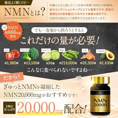 NMN 20,000mg (333mg per capsule) Premium, Made in Japan, 99.9% High Purity, Domestic GMP Certified Factory, Shin Nippon Health (NMN 20,000mg x 3