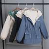 Womens Warm Hooded Cotton Blend Jacket Mid-Length Casual Coat Winter Plus Size A-Line