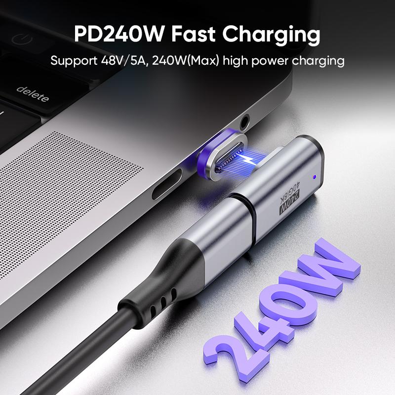 240 Вт Магнитный Type-C Адаптер USB-C на USB-C Быстрая Зарядка USB4.0 Коннектор 40 Гбит/с 8K@60Hz Thunderbolt 4/3 для iPhone16 Macbook