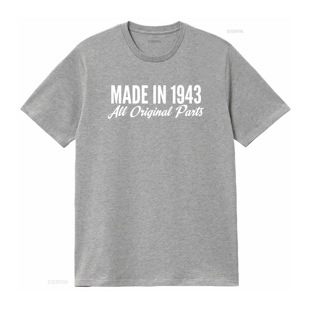 Vintage Style Made in 1943 All Original Parts T Shirt Retro Birthday Present Idea vintage Washed Casual Versatile streetwear