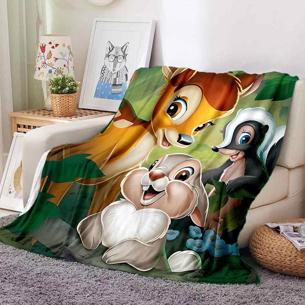 Carton B-Bambi Fawn Print Flannel Queen Blanket - Soft Cozy Blanket for Couch, Sofa, or Bed, Office Travel Camping Holiday Gifts