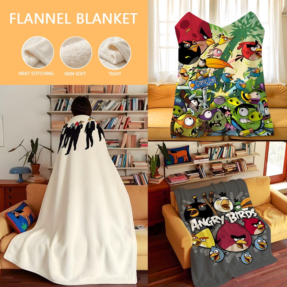 Game A-Angry B-Birds Throw Flannel Cozy Print Blanket, Portable, Durable Machine Washable Cute Cool