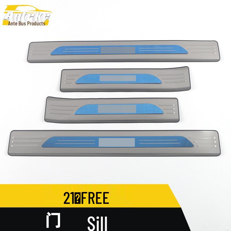 Lantu 21 Door Sill Decoration Sticker & Stainless Steel Welcome Pedal Anti-Scratch Scuff Strip