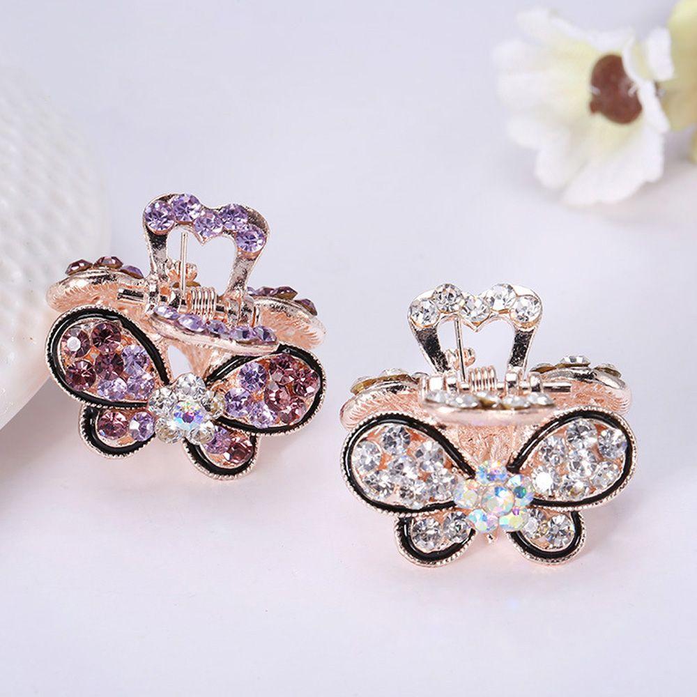 Fashion Women Gifts Crystal Rhinestone Claw Barrette Hair Clip Claw Mini Butterfly Hairpins