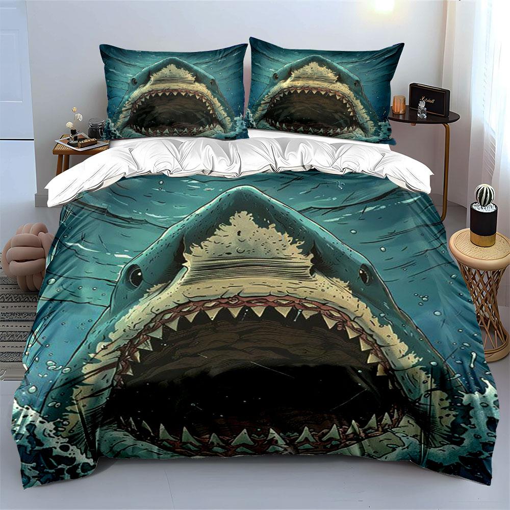 Shark face underwater design. Bedding sets Duvet cover sets Duvet covers Pillowcases(1 * Duvet Cover 2 * Pillowcases, without duvet insert)