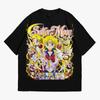 Japanese Sailor Moon Large T-Shirt Men's Cotton T-Shirt Summer New Retro Men's and Women's Streetwear