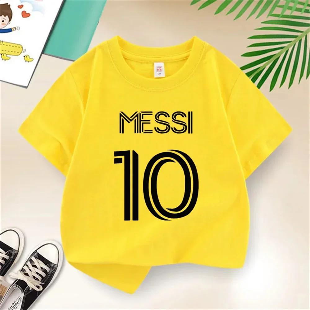 Football Children's Cotton T-shirt Simple Print Messi No. 10 High-quality Top Clothing Outdoor Street Fashion Trend Brand Top